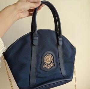 Vintage Pierre Balmain Navy Blue Canvas Tote Bag